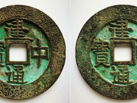 “建中通宝”外郭暗八仙四蝙蝠纹合背大钱