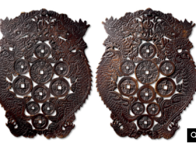 朝鲜“富贵多男、万寿无疆”等双龙吉语巨型宫廷挂花